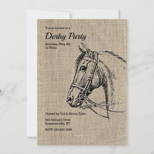 Rustic Horse Derby Party Invitation (Front)
