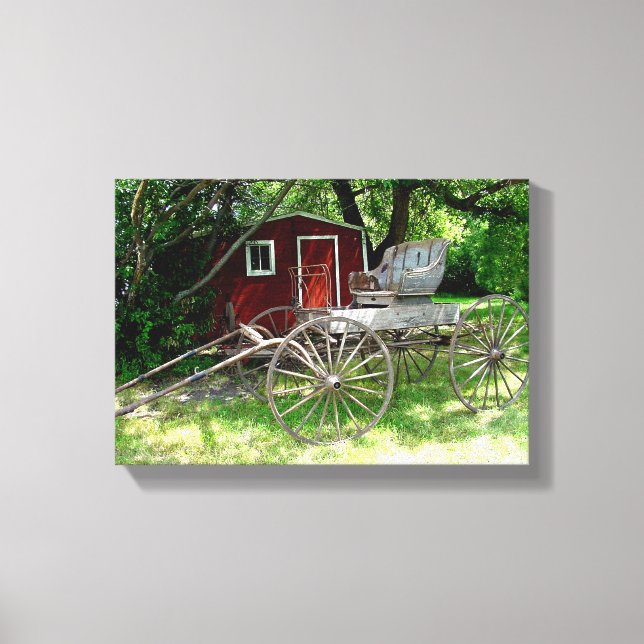Rustic Horse Drawn Carriage Canvas Print (Front)
