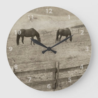 Rustic Horse Farm Large Clock