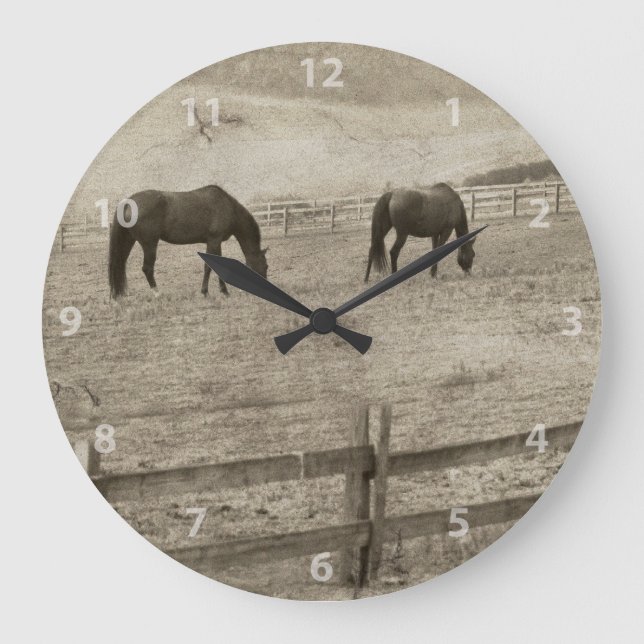 Rustic Horse Farm Large Clock (Front)