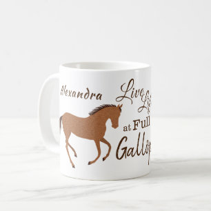 Rustic Horse Faux Leather Live Life Motivational Coffee Mug