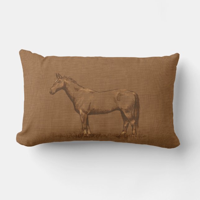 Rustic Horse Lumbar Cushion (Front)