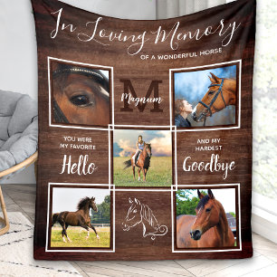Rustic Horse Memorial Personalised Pet Loss Photo  Fleece Blanket