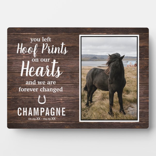 Rustic Horse Memorial Photo Sympathy Keepsake Plaque (Front)