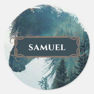 Rustic Horse Name Label Sticker