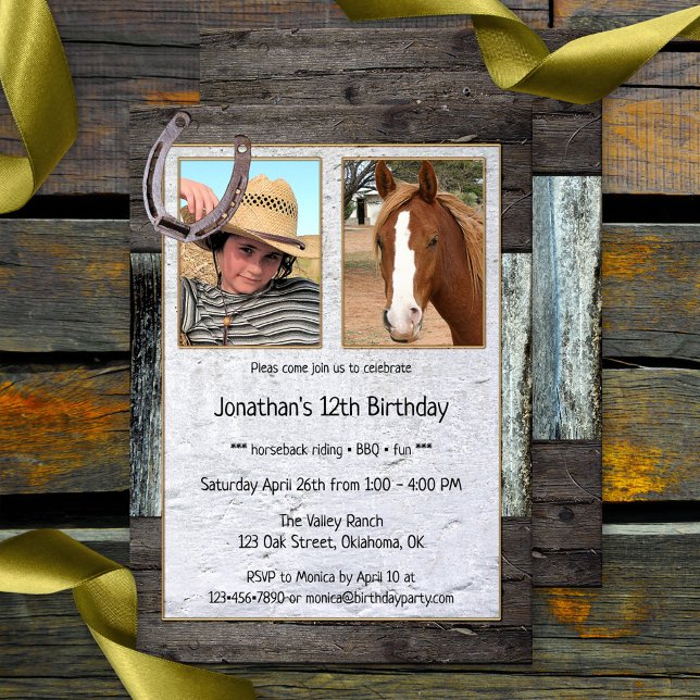 Rustic Horse Photo Kids Birthday Invitation (Creator Uploaded)
