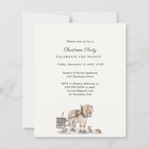 Rustic Horse Sleigh Christmas Party Invitation
