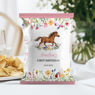 Rustic Horse Wildflower Birthday Chip Bag Wrapper