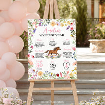 Rustic Horse Wildflower Birthday Milestone Sign