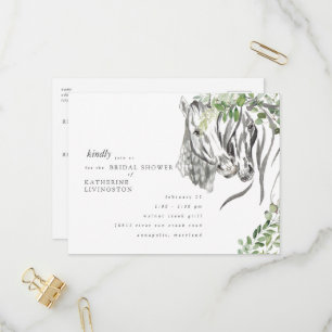 Rustic Horses Nuzzling Neutral Bridal Shower  Invitation Postcard