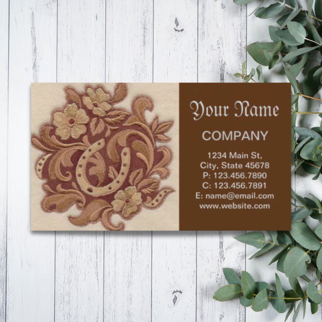 rustic horseshoe cowgirl western country floral business card (rustic horseshoe cowgirl western country floral business card)