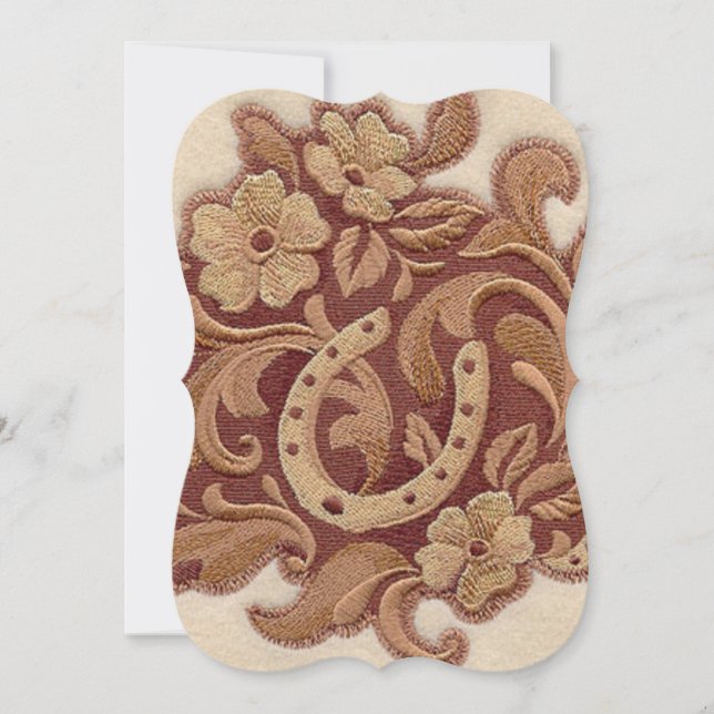 rustic horseshoe cowgirl western country floral invitation (Front)