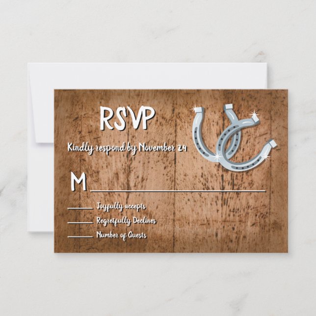 Rustic Horseshoe Lucky in love RSVP (Front)