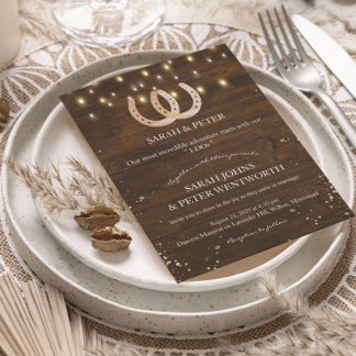 Rustic Horseshoe String Lights All-in-one Wedding Invitation
