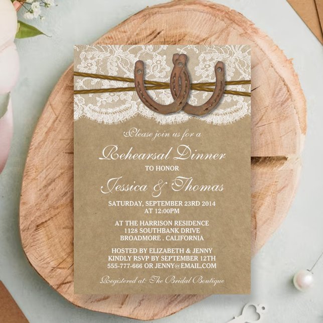 Rustic Horseshoe Wedding Rehearsal Dinner Invitation (Creator Uploaded)
