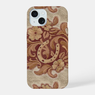 rustic horseshoe western country floral cowboy iPhone 15 case