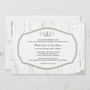 Rustic Horseshoes Barn Wedding Invitation