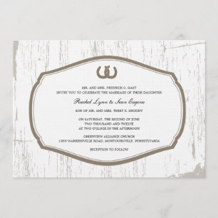 Rustic Horseshoes Barn Wedding Invitation