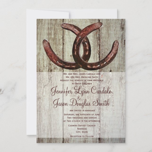 Rustic Horseshoes Country Style Wedding Invitation (Front)