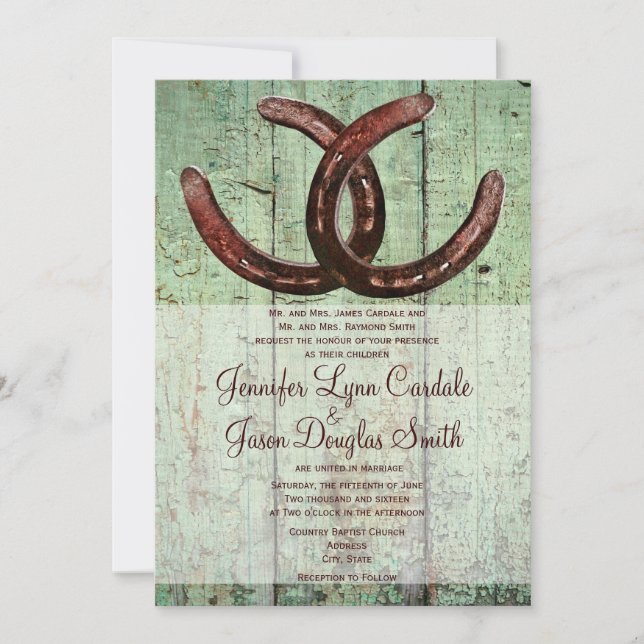 Rustic Horseshoes Country Style Wedding Invitation (Front)