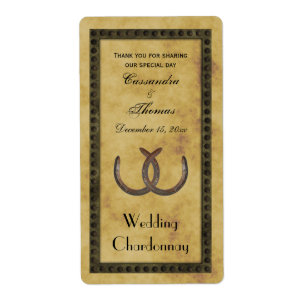 Rustic Horseshoes Distressed BG Bottle Labels