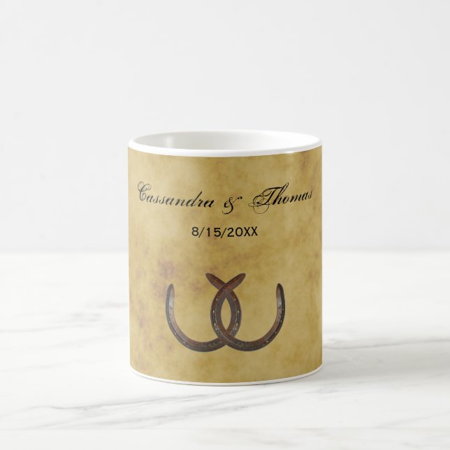 Rustic Horseshoes Distressed BG Coffee Mug (Center)