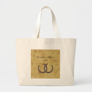 Rustic Horseshoes Distressed BG Large Tote Bag