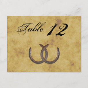 Rustic Horseshoes Distressed BG Table Number Postcard