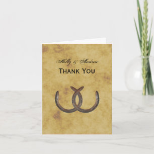 Rustic Horseshoes Distressed BG Thank You Card