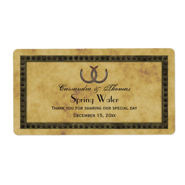 Rustic Horseshoes Frm Distressed BG Water Label (Front)