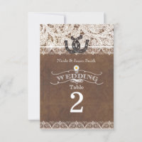 Rustic Horseshoes & Lace Country Table Numbers