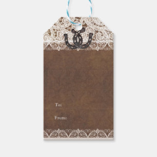 Rustic Horseshoes & Lace Country Wedding Gift Tags