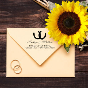 Rustic Horseshoes Wedding Return Address Self-inking Stamp
