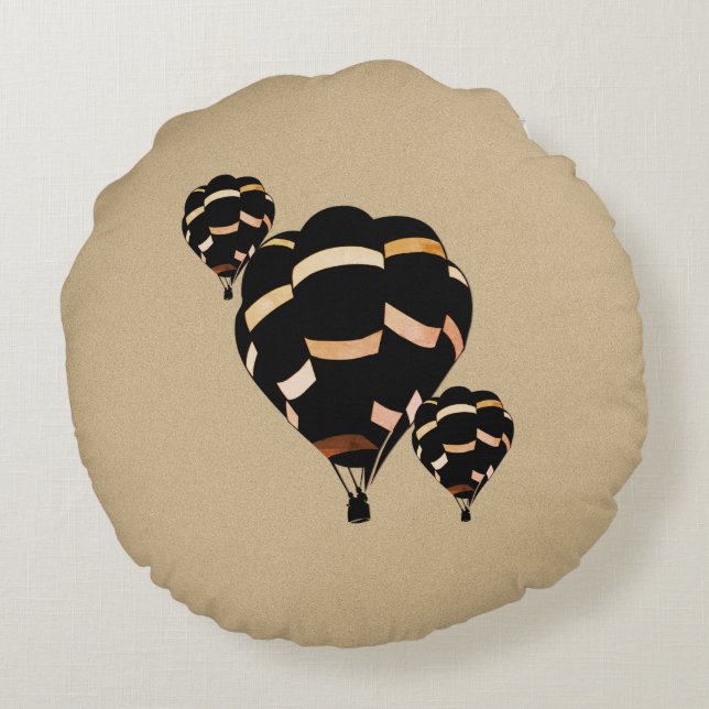 Rustic Hot Air Balloons Round Cushion (Back)