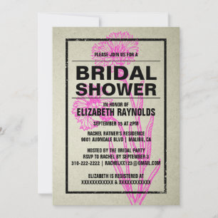 Rustic Hot Pink Bridal Shower Invitations