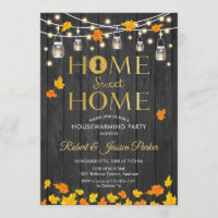 Rustic Housewarming Party - Gray Wood Fall Leaves