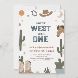Rustic How The West Was One Cowboy 1st Birthday Invitation