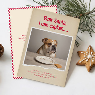 Rustic Humourous Funny Bulldog Pet Photo Christmas Holiday Card
