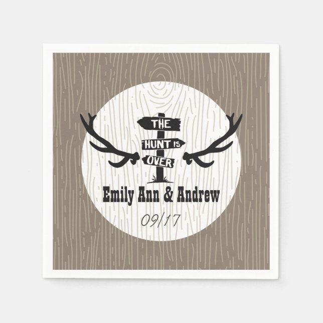 Rustic Hunt is Over Barnwood Napkin (Front)