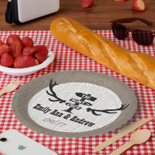 Rustic Hunt is Over Barnwood Paper Plate