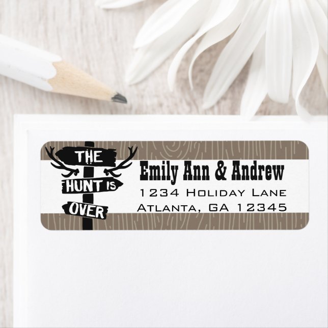 Rustic Hunt is Over Barnwood  Return Address (Insitu)