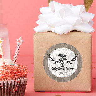 Rustic Hunt is Over Barnwood Save the Date Seal