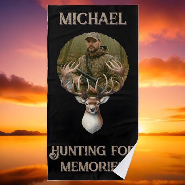 Rustic Hunter Deer Antler Outdoors Man Photo Beach Towel (Creator Uploaded)