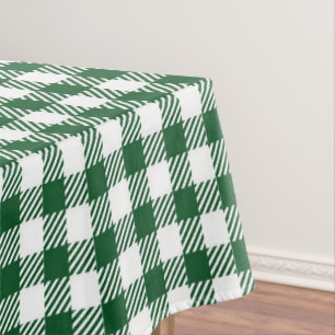 Rustic Hunter Green Gingham Buffalo Plaid  Tablecloth