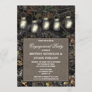 Rustic Hunting Camo Engagement Party Invitations