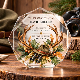 Rustic Hunting Retirement Deer Antlers Keepsake Photo Block