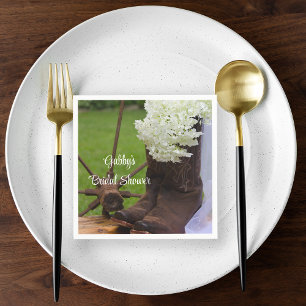 Rustic Hydrangea and Cowboy Boots Bridal Shower Napkin