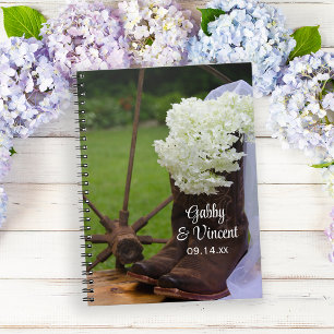 Rustic Hydrangea and Cowboy Boots Western Wedding Notebook