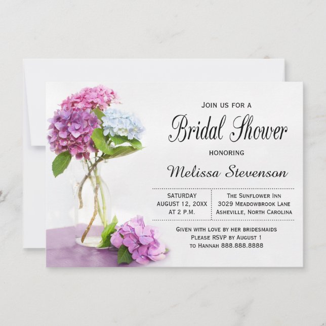 Rustic Hydrangea Flowers Bridal Shower Wedding Invitation (Front)