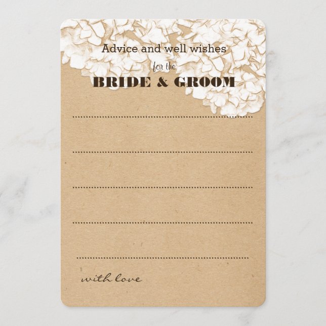 Rustic Hydrangeas Floral Wedding Advice Card (Front)